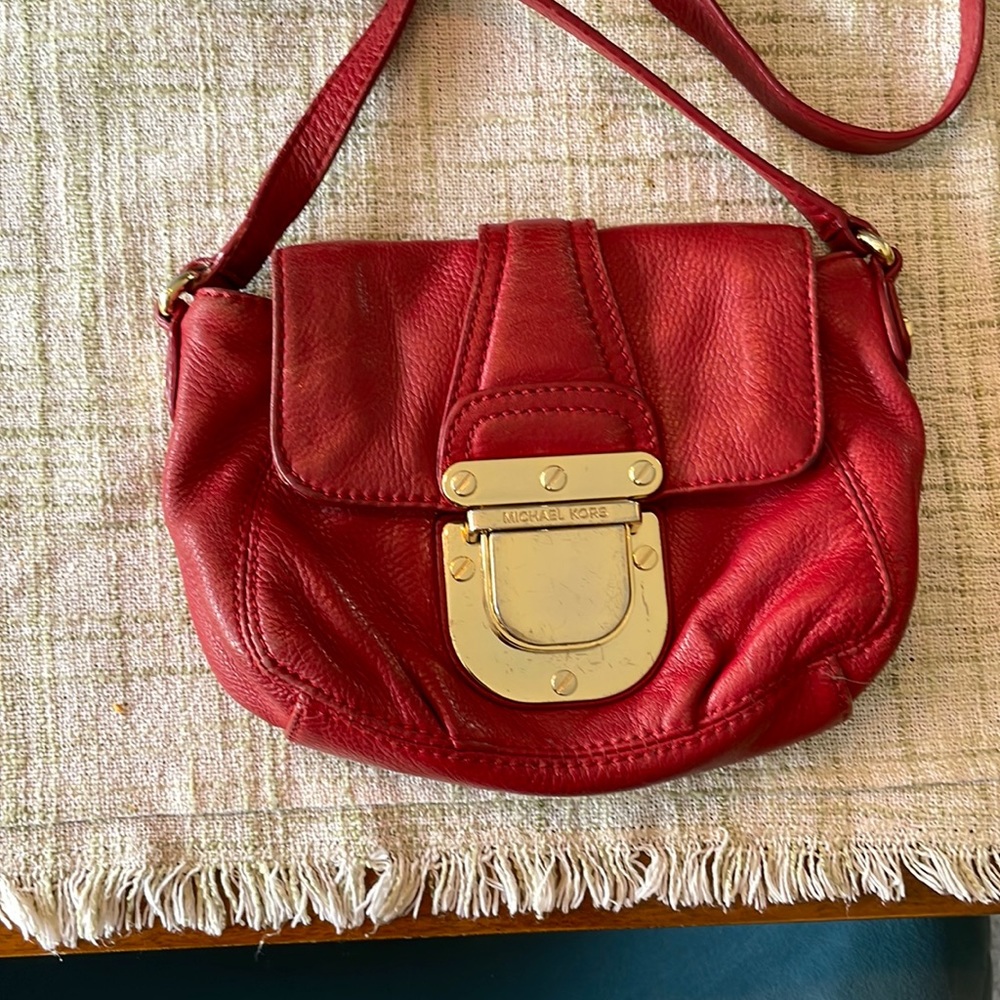 Red Michael Kors mini crossbody bag